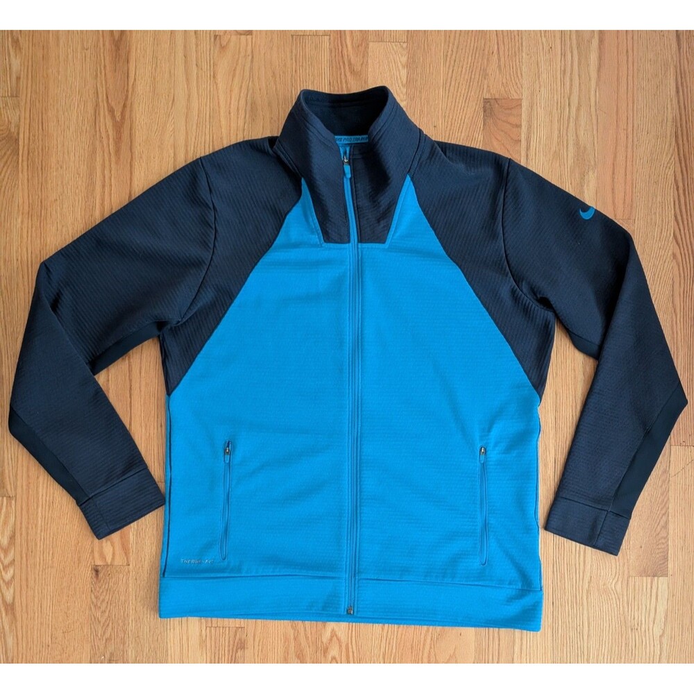 Nike Pro Jacket Men Large Full Zip Therma Fit Sphere Blue Lagoon Training Waffle